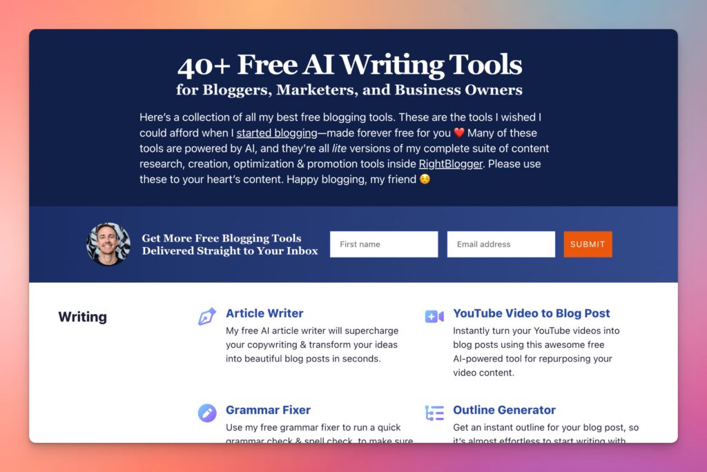 40+ Free AI Writing Tools (and AI Blogging Tools) SEO, Content Marketing, Research, Social Media, and More